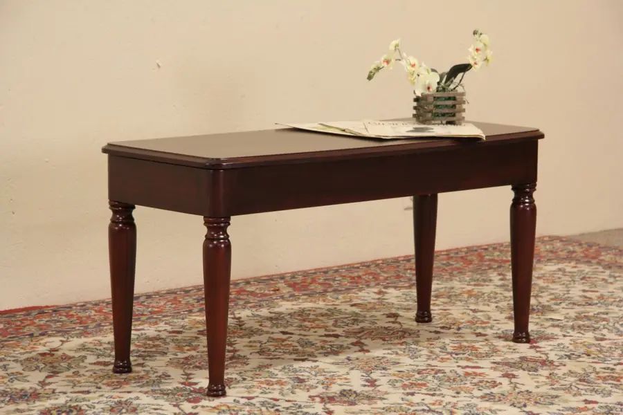 Photo of Traditional Walnut Piano Bench, 1940's Vintage