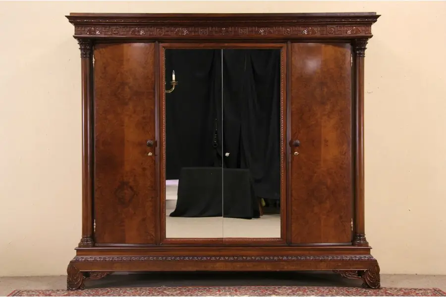 Photo of Classical Carved 1925 Italian Armoire or Wardrobe Closet