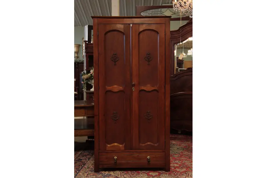 Photo of Victorian Antique Walnut Armoire or Cupboard