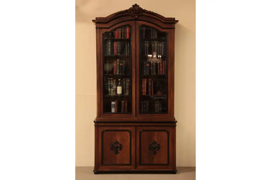 Photo of Victorian Carved Bookcase, Glass Doors