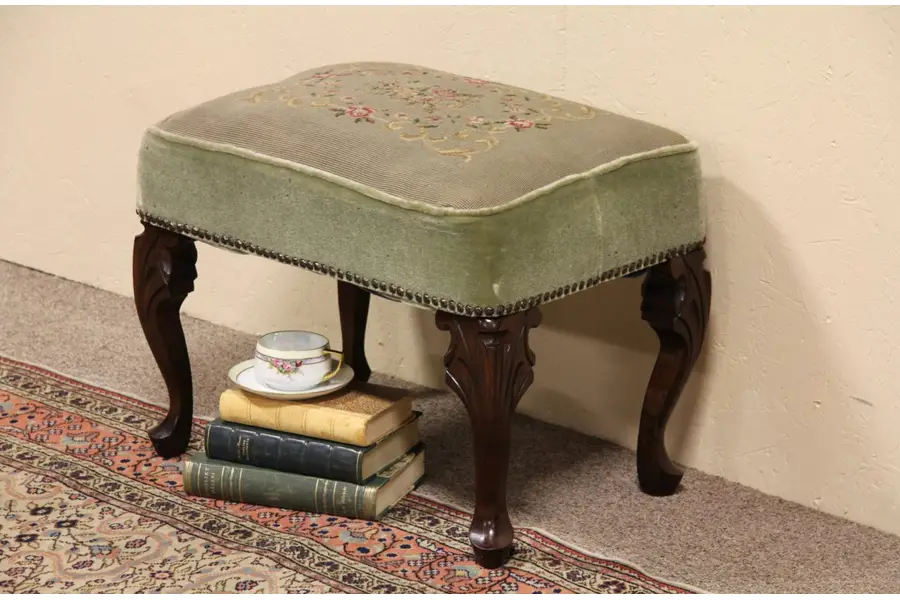 Photo of Needlepoint Antique Stool or Bench