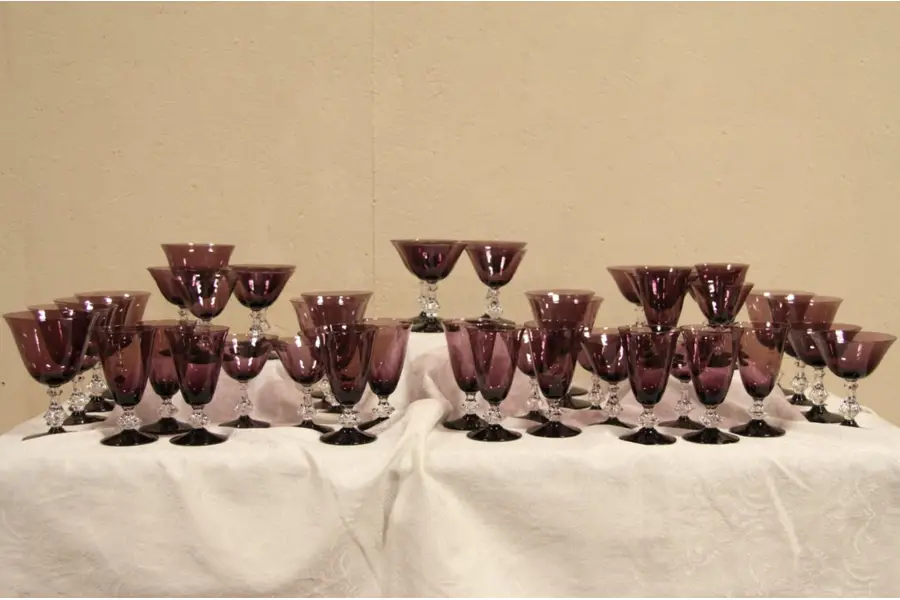 Photo of Set of 1940's Vintage Amethyst Glass Goblets, 4 Sizes