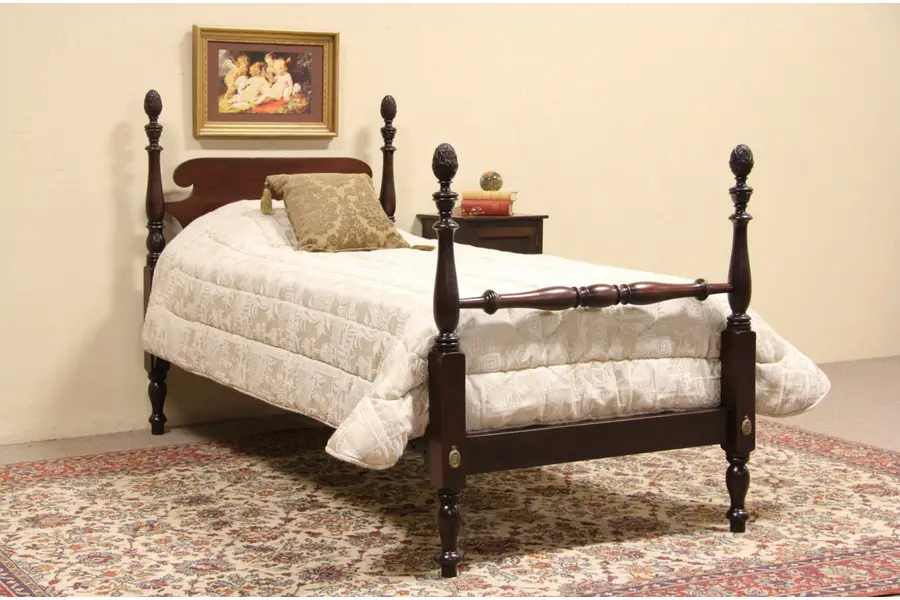 Photo of Pineapple Poster Twin 1930's Mahogany Bed