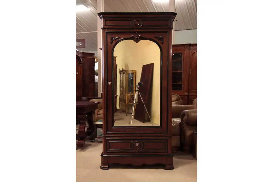 Photo of Victorian Walnut Armoire, Mirror Door, Secret Drawer