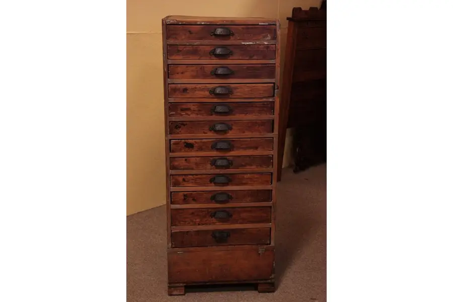 Photo of Primitive 12 Drawer Country Pine Printer's Cabinet