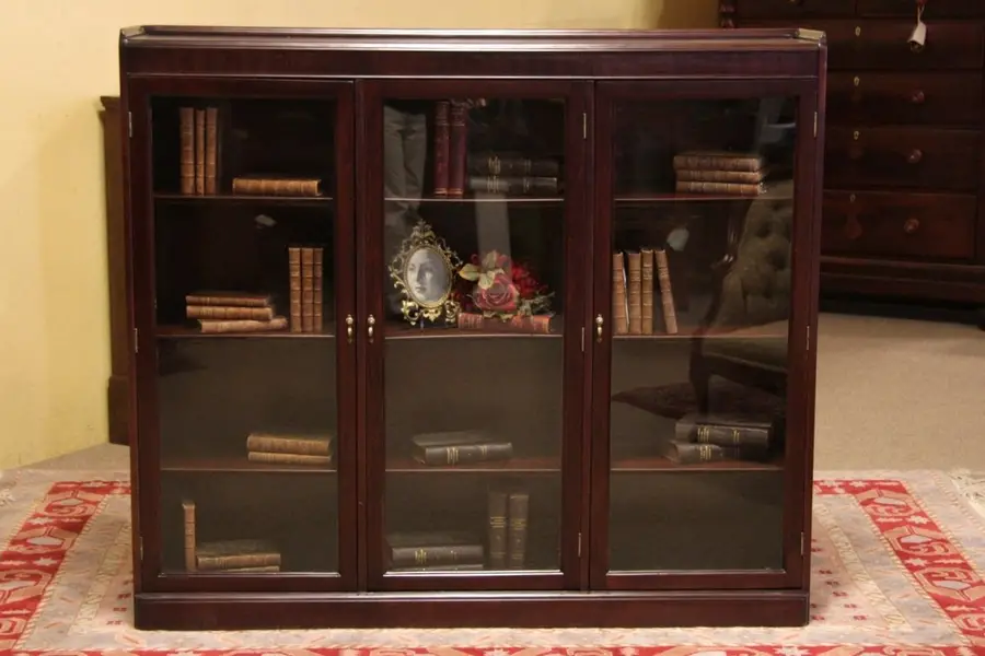 Photo of Triple 1900 Antique Bookcase, Glass Doors