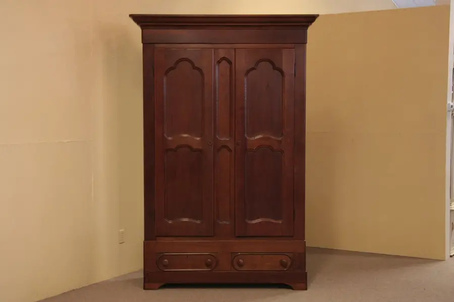 Photo of Victorian 1860 Walnut Armoire or Wardrobe