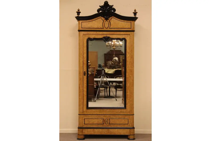 Photo of Birdseye Maple & Ebony Armoire, Secret Drawer
