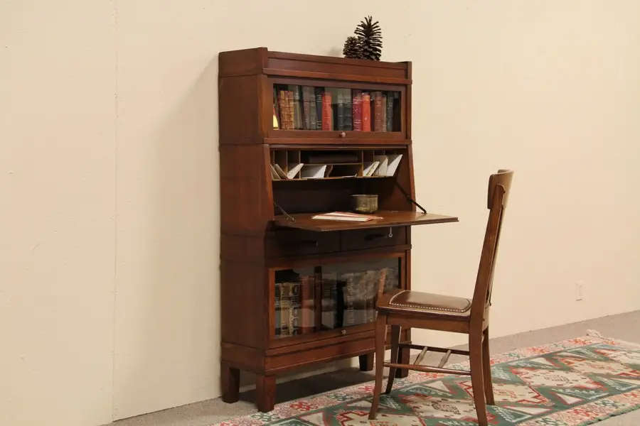 Photo of Globe Wernicke Oak Stacking Bookcase Desk