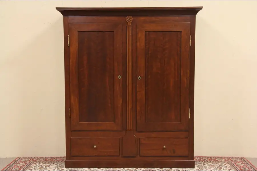 Photo of Cherry 1840 Connecticut Antique Armoire or Wardrobe, Secret Drawer