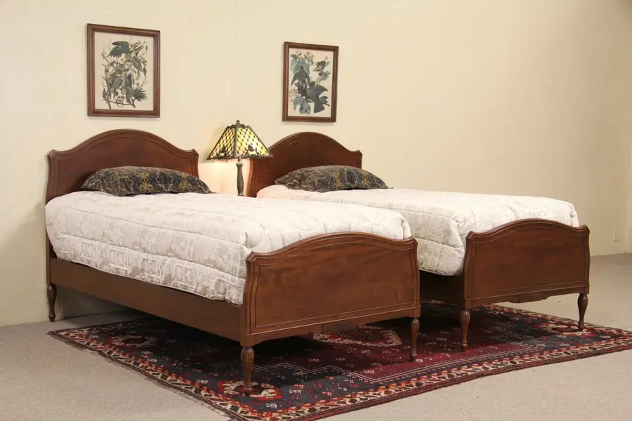 Photo of Pair of 1950's Vintage Mahogany Twin Beds