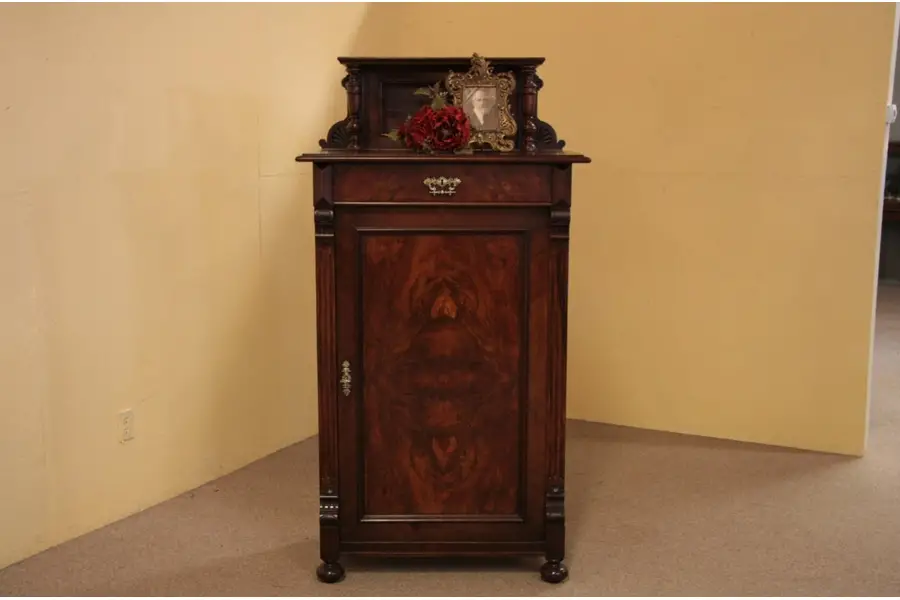 Photo of Victorian Carved Antique Armoire or Linen Cabinet