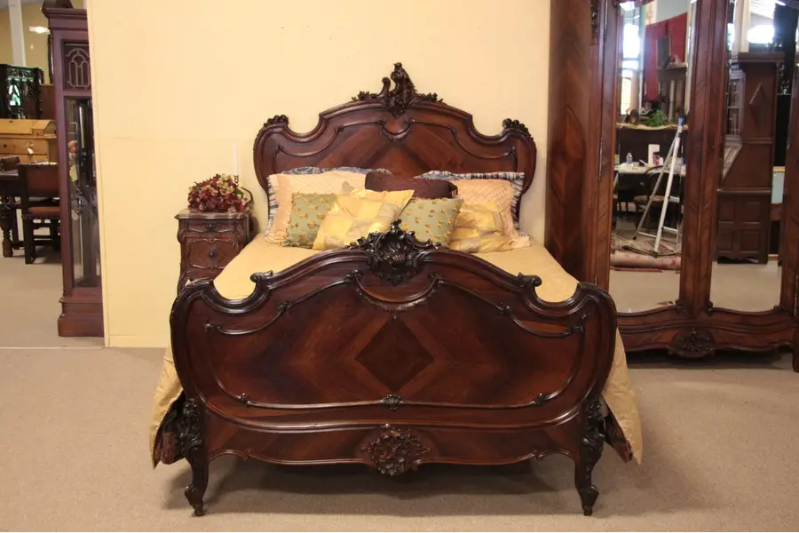 Photo of French Antique Carved Rosewood Queen Bed