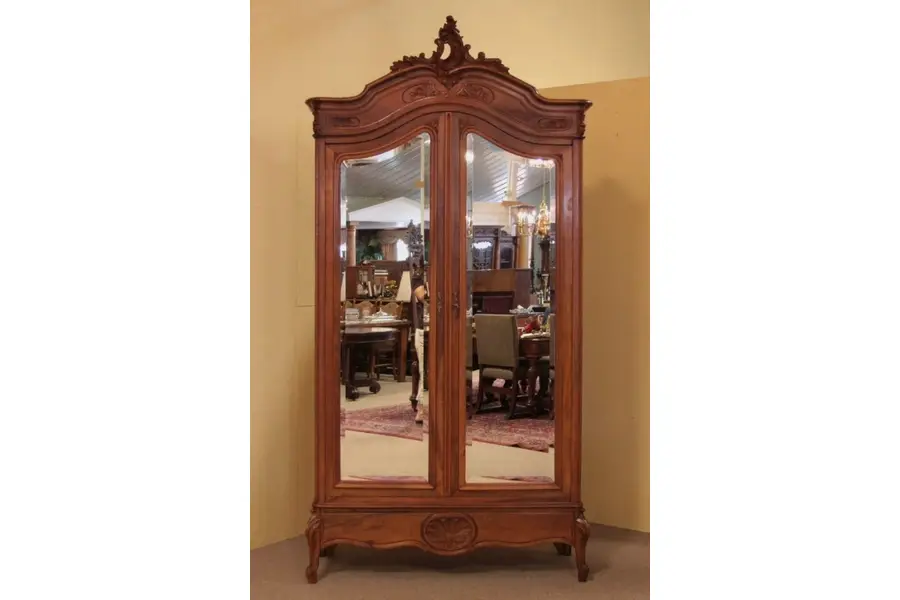 Photo of Carved Country French Armoire, Beveled Mirrors