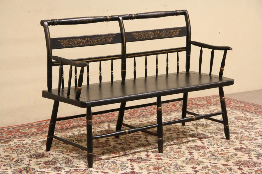 Photo of Hitchcock 1900 Antique Painted & Stenciled Bench