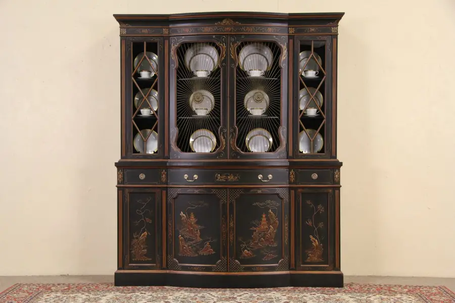 Photo of Chinese Style Breakfront China Cabinet or Bookcase