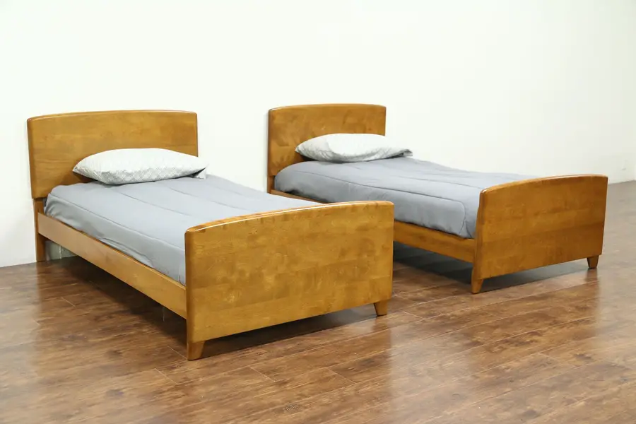Photo of Midcentury Modern 1950's Vintage Pair of Twin Beds, Heywood Wakefield