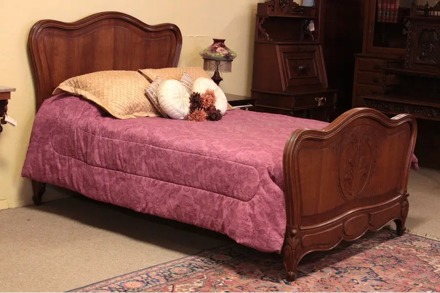 Photo of Oak Carved Country French Queen Size Bed