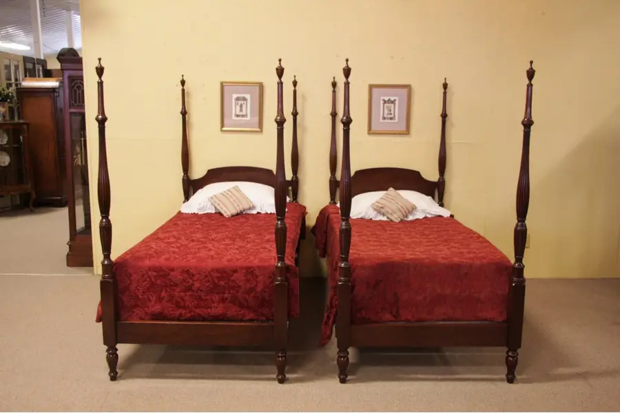 Photo of Pair Kindel Twin or Single Georgian Poster Beds