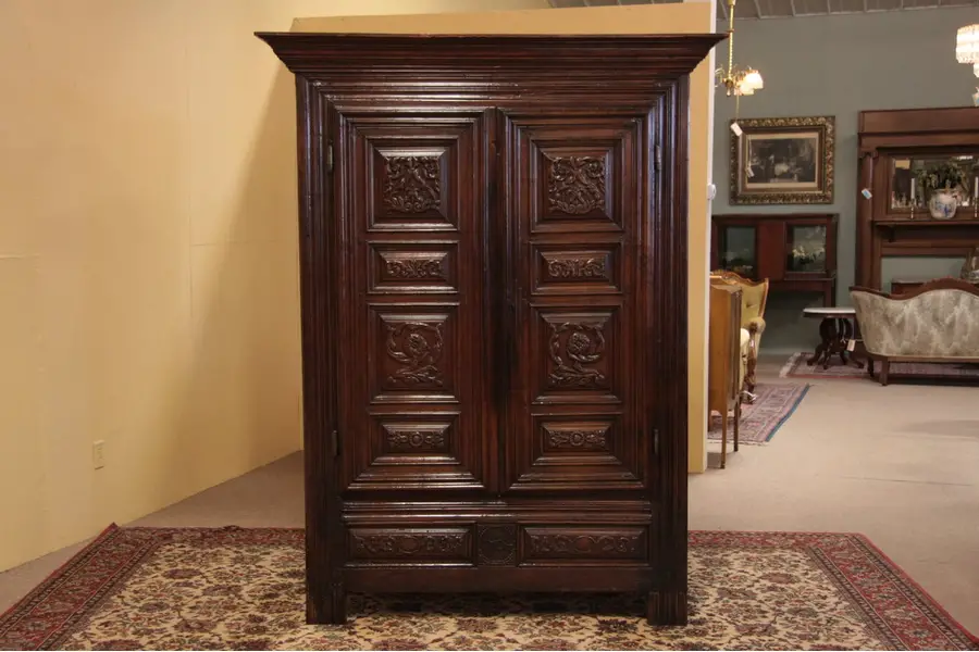 Photo of French Provincial Antique Chestnut Armoire Dated1704