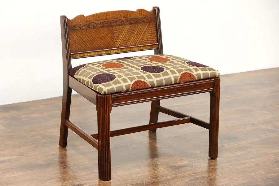 Photo of Art Deco 1930's Vintage Bench, New Upholstery