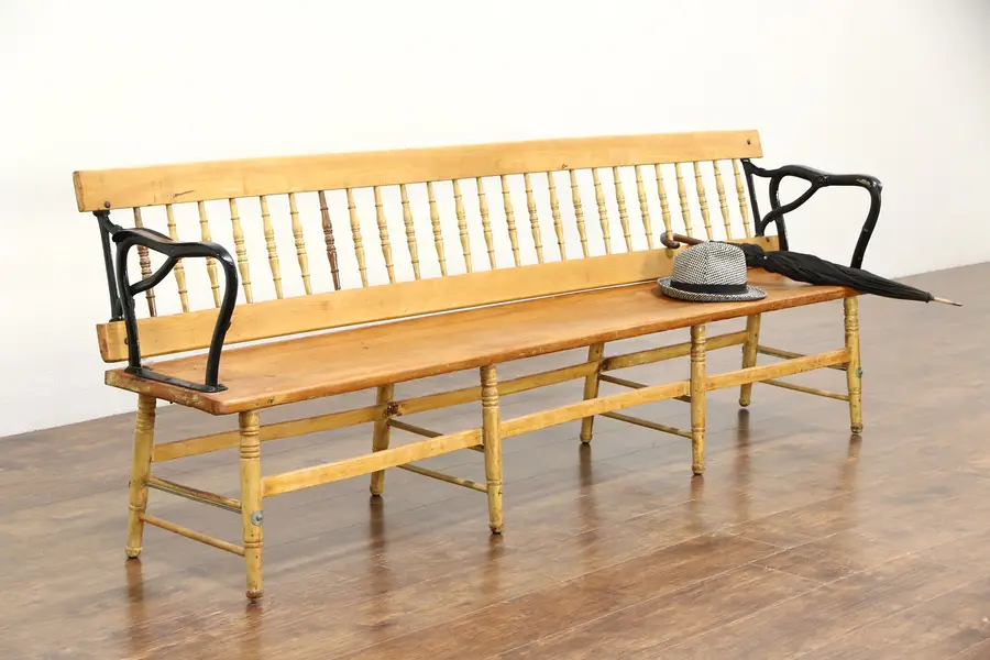 Photo of Railroad Station Flip Back Reversible Antique Train Depot Bench, Whitcomb Boston