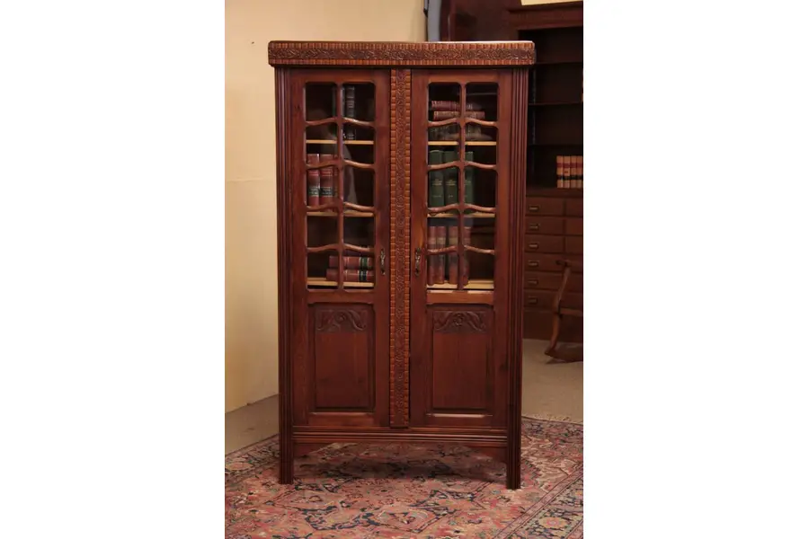 Photo of Art Deco Bookcase with Glass Doors circa 1925