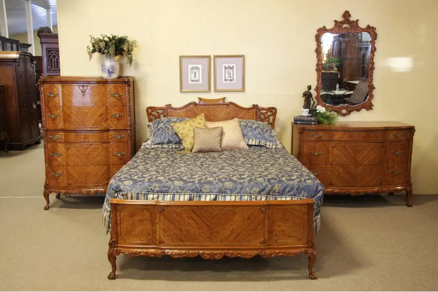 Photo of Bedrooom Set Satinwood 4 Pc. Antique French Style