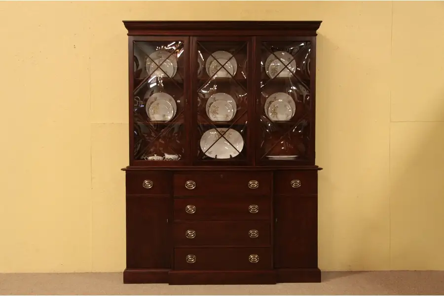 Photo of Mahogany Breakfront China Cabinet Bookcase