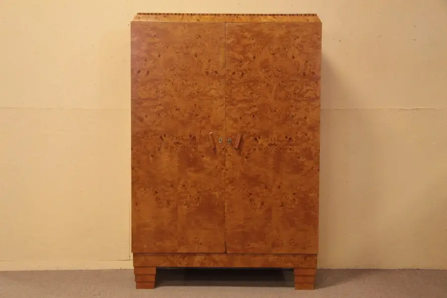 Photo of Birdseye Maple Art Deco Armoire or Wardrobe