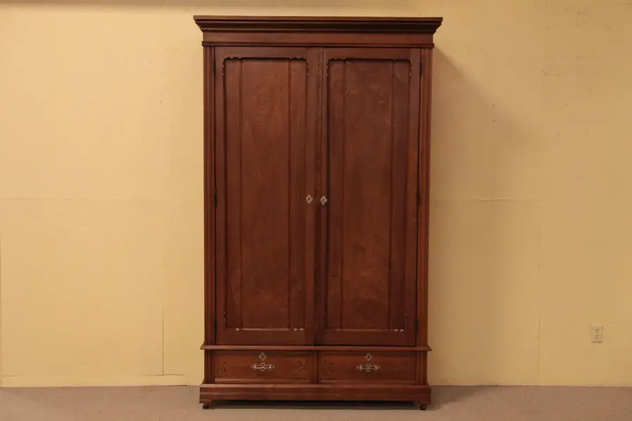 Photo of Victorian Eastlake Antique Armoire or Wardrobe
