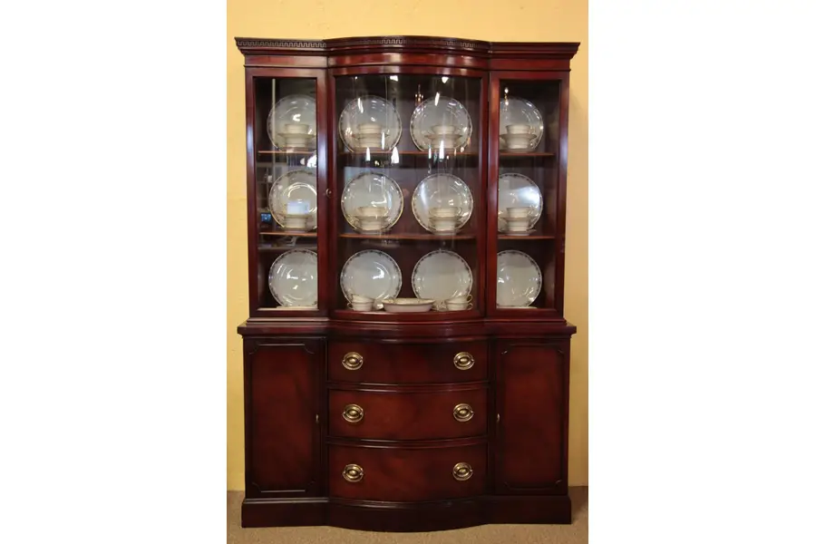 Photo of China Cabinet or Bookcase, Curved Glass, Mahogany