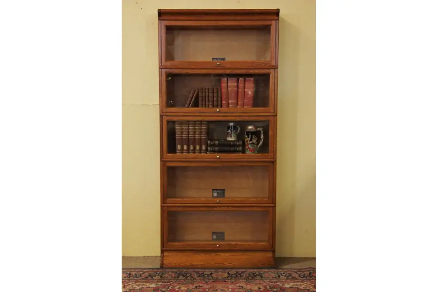 Photo of Oak Barrister Lawyer 5 Stack Bookcase Viking