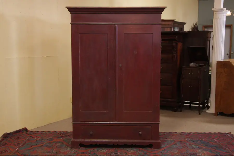 Photo of Victorian Pine Country Armoire, Red Paint