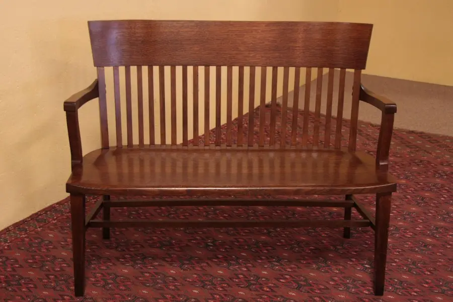 Photo of Arts & Crafts Antique Quartersawn Oak Bench