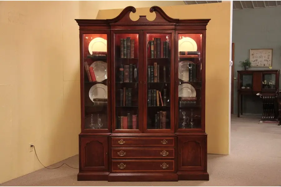 Photo of Hickory Breakfront China Cabinet or Bookcase