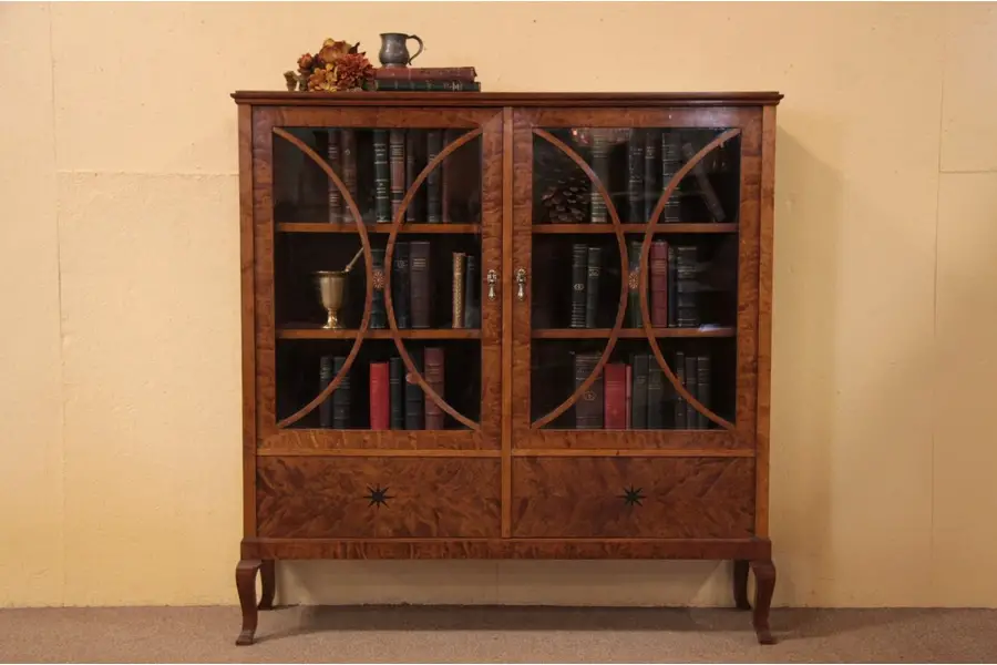 Photo of Curly Birch Bookcase, Glass Doors