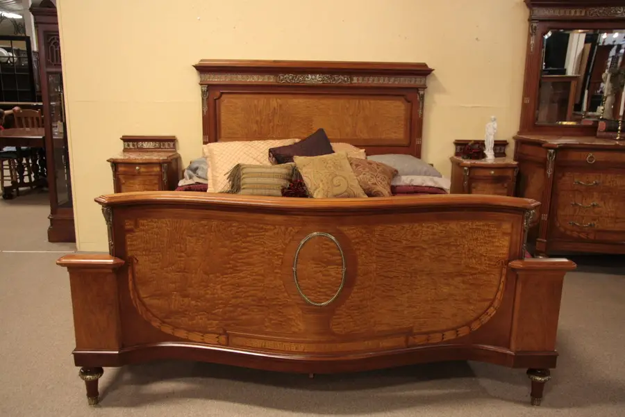Photo of Marquetry King Size Bed from France, Bronze Mounts