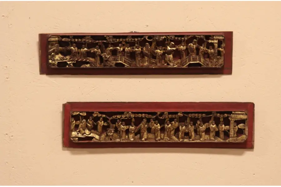 Photo of Pair Chinese Temple Carving Architectural Fragments