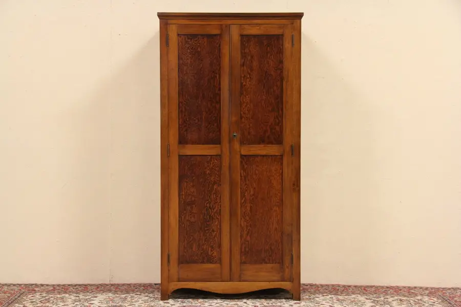 Photo of Pine 2 Door 1910 Antique Armoire, Pantry Cupboard or Closet