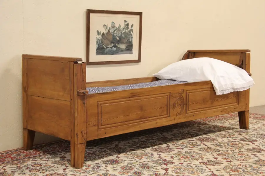 Photo of Norwegian Country Pine Antique 1880 Day or Trundle Bed