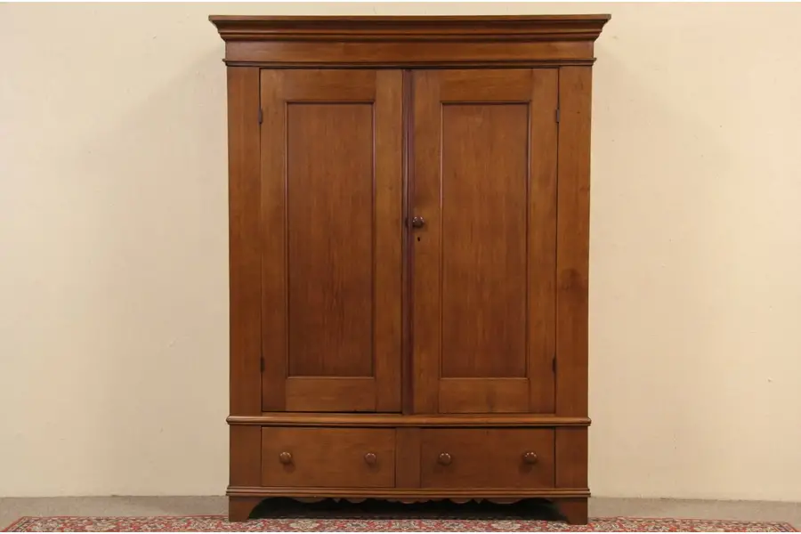 Photo of Country Armoire, Closet or Wardrobe, 1860 Antique Walnut