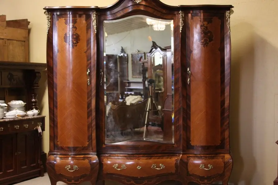 Photo of Rosewood 8 1/2' Triple Bombe Armoire, Bronze Mounts