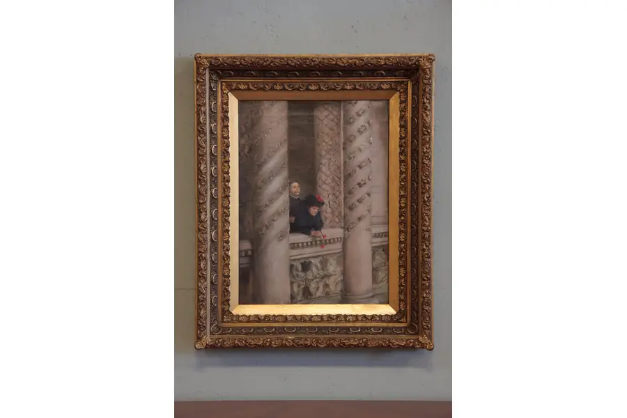 Photo of Victorian Antique Oil Painting, Webb Balcony Scene