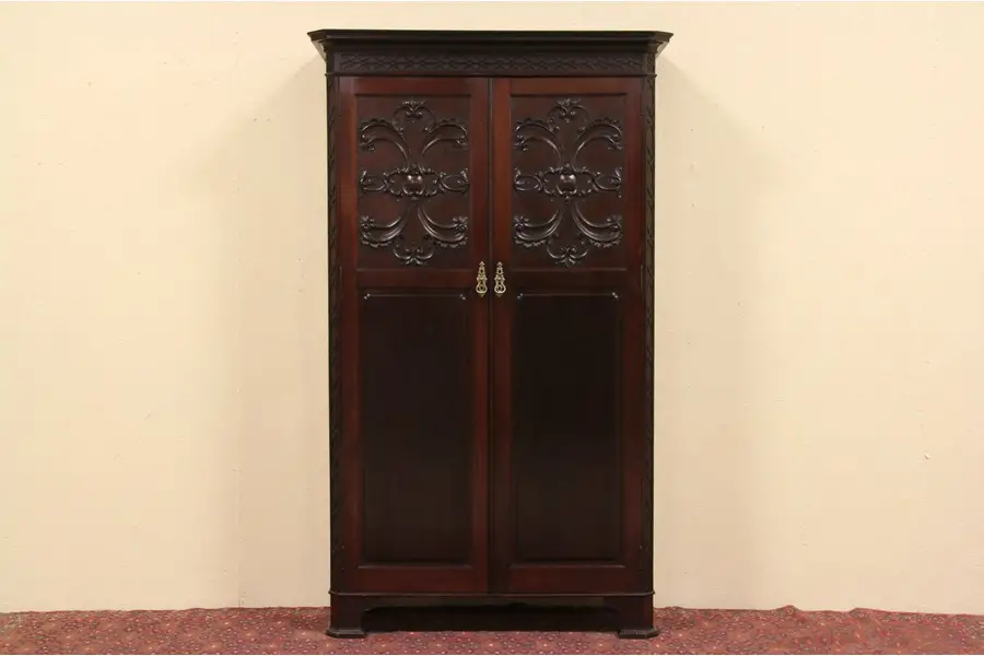 Photo of Carved Mahogany Antique 1900 Armoire