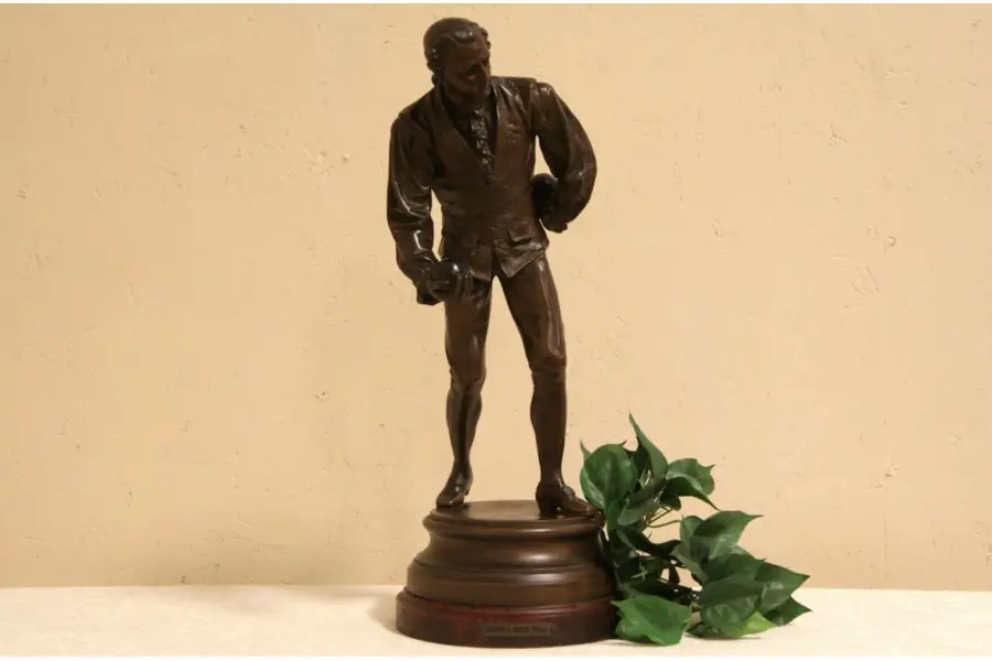 Photo of Boules Game Sculpture Antique 1890 French Shooter Statue