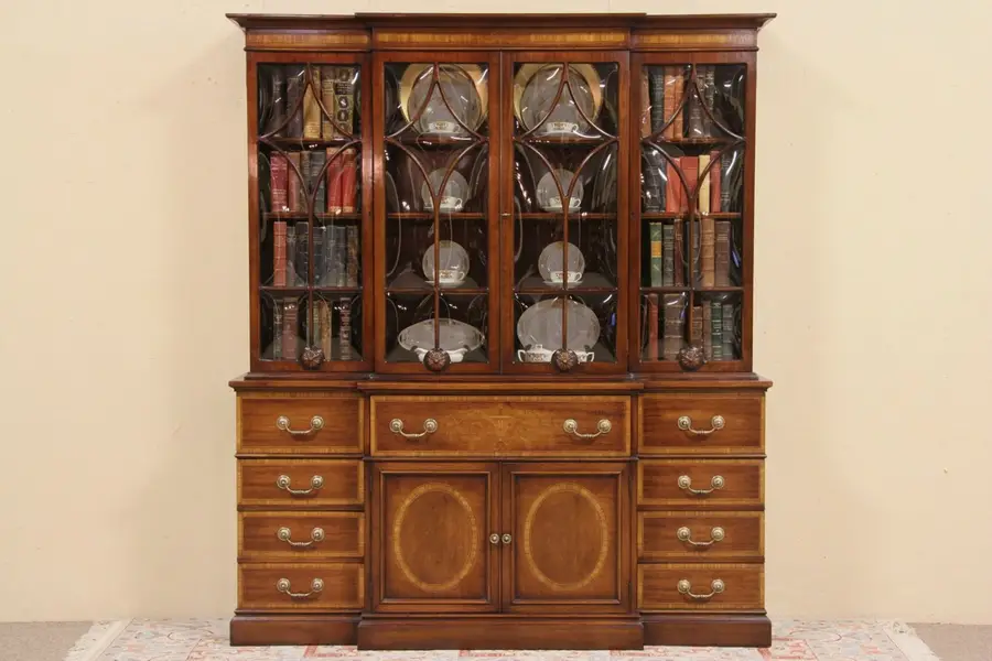 Photo of Colby Vintage Breakfront China Cabinet Bookcase & Desk