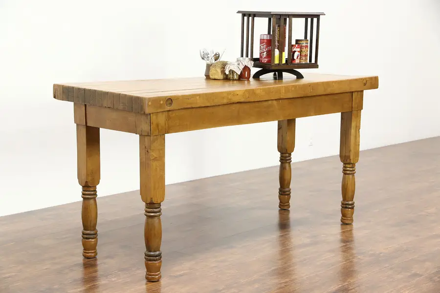 Photo of Butcher Block 1910 Antique Maple 6' Work Table, Kitchen Island or Counter