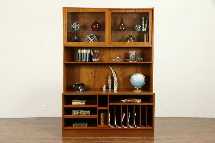 Photo of Teak Midcentury Modern 1960 Vintage Library Cabinet or Bookcase, Hundevad