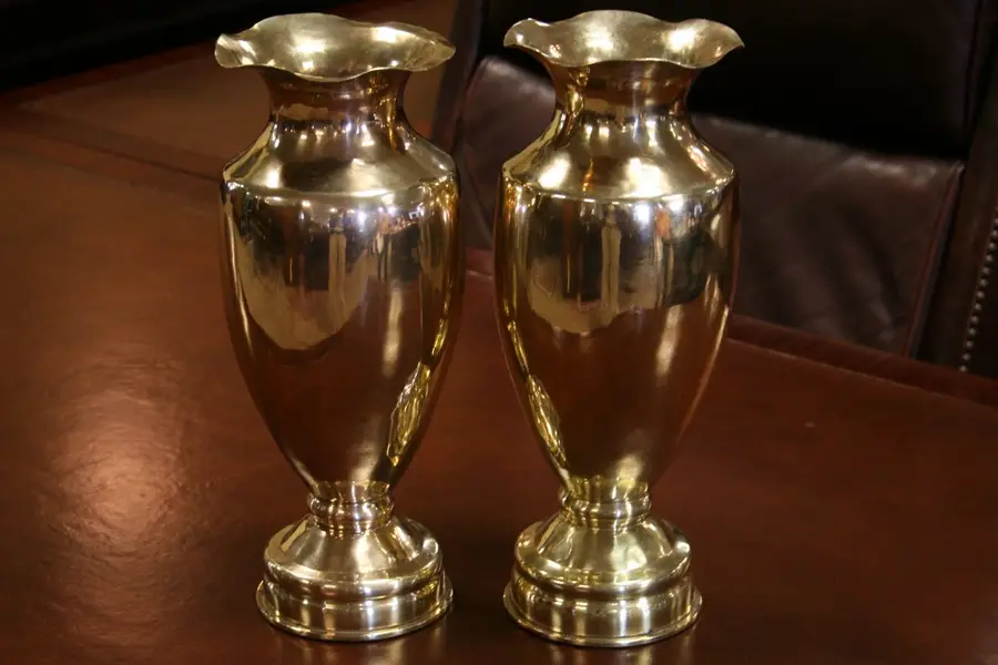 Photo of WW II Brass Artillery Shell Pair Vases